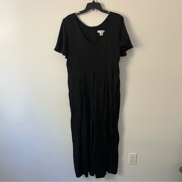 Vintage 90s Goth Express Black Rose Maxi Y2K Jumpsuit Black 13 / 14 - Picture 2 of 13